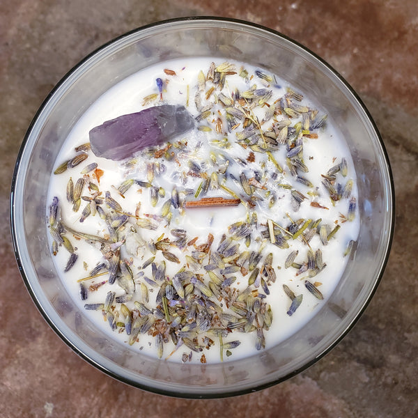 Lavender Crystal-infused Candle (Lidded)