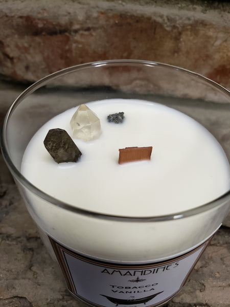 Tobacco Vanilla Crystal-infused Candle (Lidded)