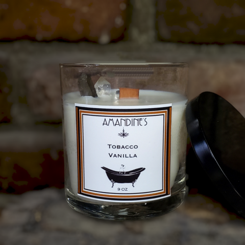 Tobacco Vanilla Crystal-infused Candle (Lidded)