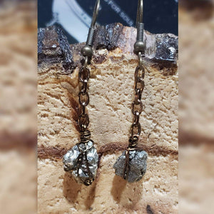 Pyrite and Brass Drop Chain Earrings